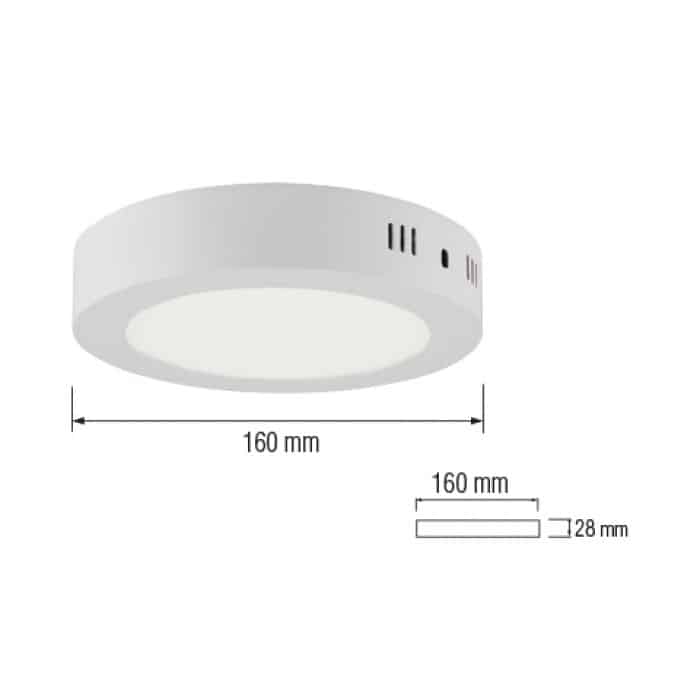 Світильник накладний LED 12W 6400K 840Lm 100-265V d-160мм білий круглий CAROLINE-12 HOROZ ELECTRIC